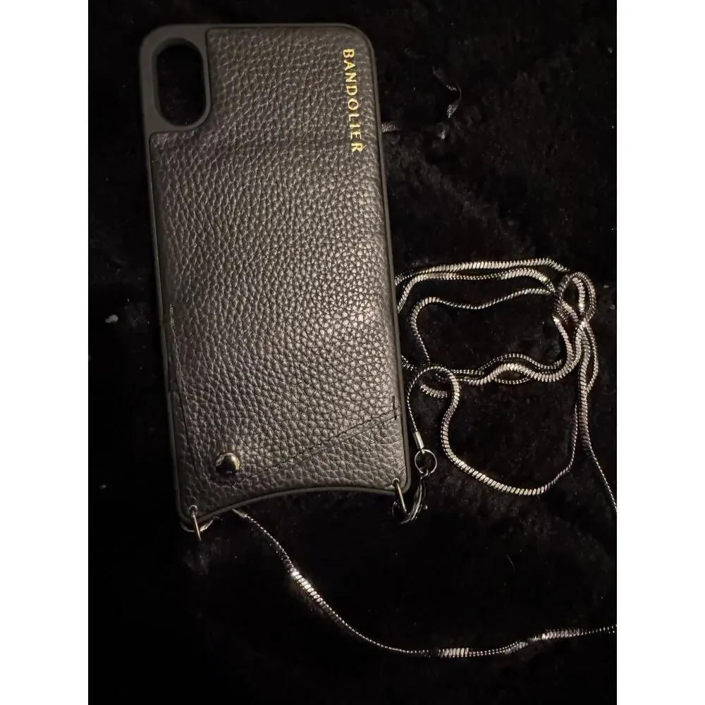 Bandolier iPhone XS Max Sarah wallet case & Silvertone snake jewelry chain